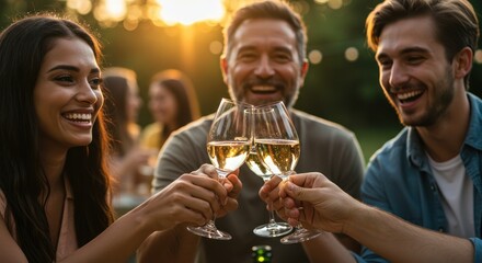 Friends Celebrating with Wine A Toast to Good Times and Laughter