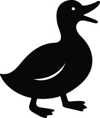 Silhouette duck black and white simple animal shape vector illustration