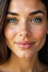 Obraz premium Close-up of flawlessly smooth, glowing skin, subtly textured, highlighting natural beauty and healthy complexion , hydration, bright