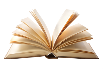 Open book pages widely spread isolated on transparent background
