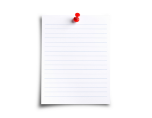 A sheet of paper is pinned with a pushpin.