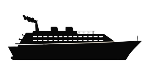 Obraz premium Black silhouette cruise ship icon