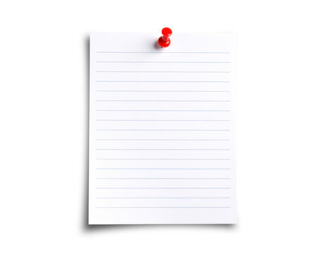 A sheet of paper is pinned with a pushpin.