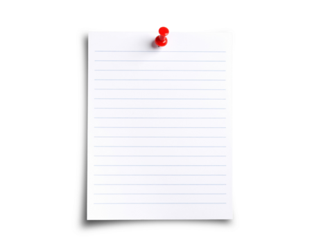 A sheet of paper is pinned with a pushpin.