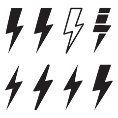 Variety of Lightning Bolt Vector Silhouettes