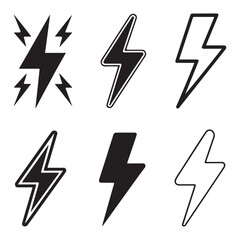 Mixed Style Lightning Bolt Icons Outline and Filled