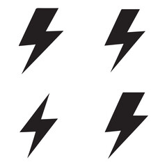 Clean Silhouette Thunderbolt Icons Set