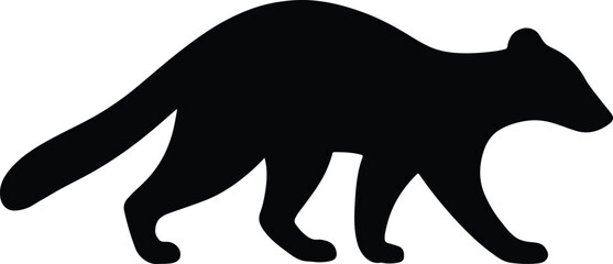 Silhouette genet animal walking isolated on white background vector illustration