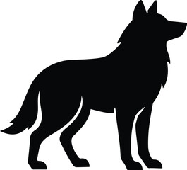 Silhouette German Shepherd stands gracefully profile view vector illustration