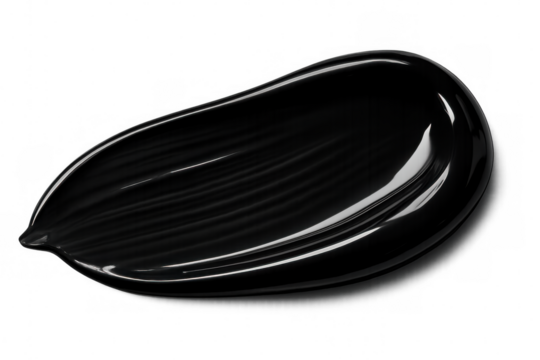 Black paint brushing across transparent surface, generating glossy artistic texture with dynamic stroke effect for graphic design purposes
