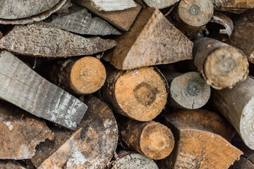 Random pieces of cut wood for camping for fireplace