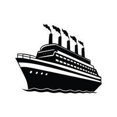 Obraz premium Vector illustration of a ship and boat icon on the sea with a cruise liner symbol for travel and maritime transportation