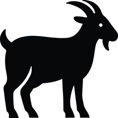 Silhouette goat farm animal domestic mammal vector illustration