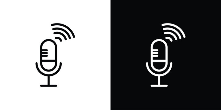 Podcast icon in black. flat graphic vector icon