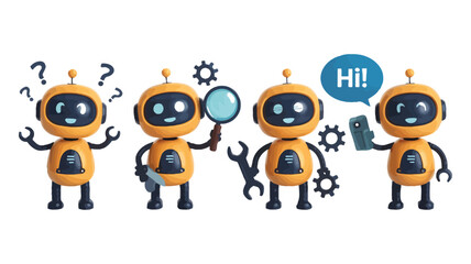 AI-Powered Chatbot Character &ndash; Neural Networks and Robotics Vector Art