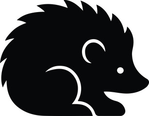 Silhouette hedgehog adorable animal black and white design vector illustration