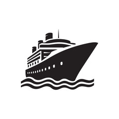Obraz premium Vector illustration of a ship and boat icon on the sea with a cruise liner symbol for travel and maritime transportation