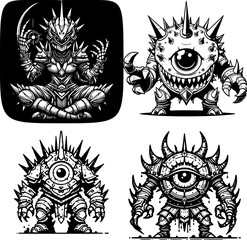 collection of enemy mini boss character, ideal for game concept art, print projects, and digital design inspiration