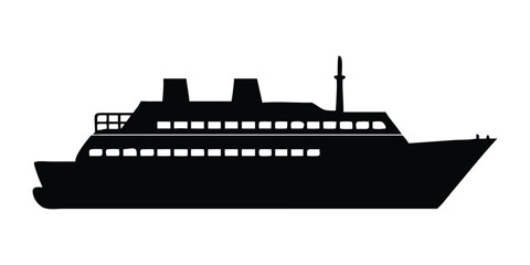 Obraz premium Black silhouette cruise ship icon
