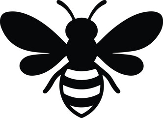 Silhouette honey bee flying isolated on white background vector illustration