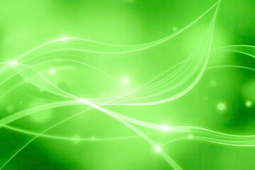 Abstract art featuring flowing curves and bright highlights on a green background