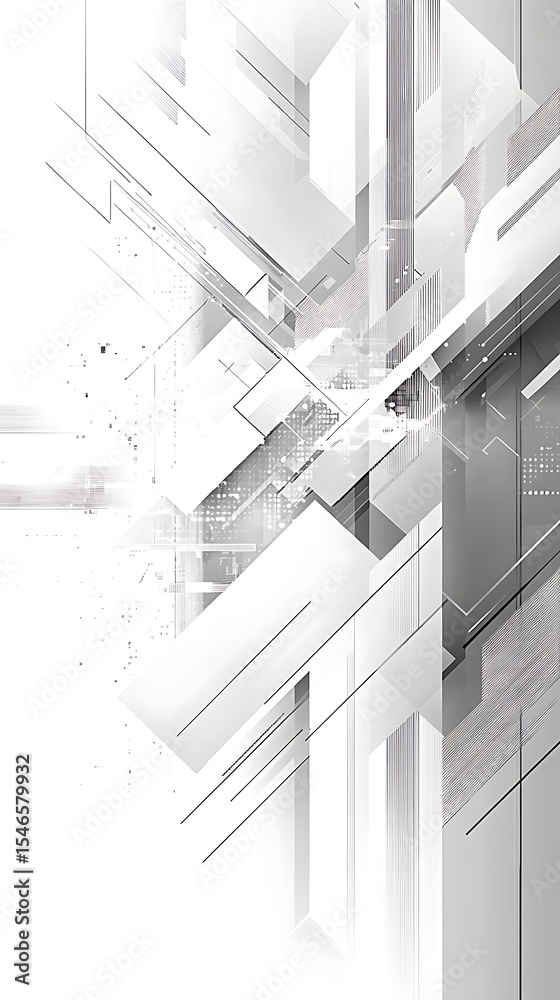 Poster Abstract geometric background with monochrome linear shapes & minimal design