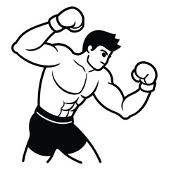 Boxing Fighter Throwing Powerful Punch vector illustration of a boxer