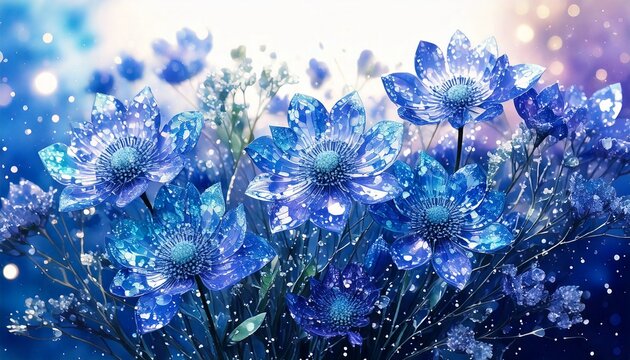 Elegant Sapphire Gemstone Flower Art generated AI