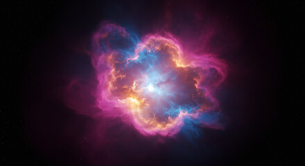 Obraz premium Isolated Colorful Nebula in Deep Space – High Resolution Cosmic Cloud with Vivid Colors and Starless Background for Sci-Fi, Astronomy, and Outer Space Art Projects