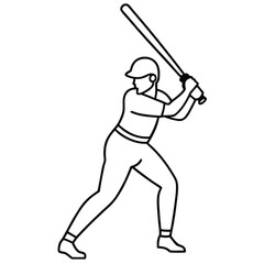 baseball player hitting ball line art vector 