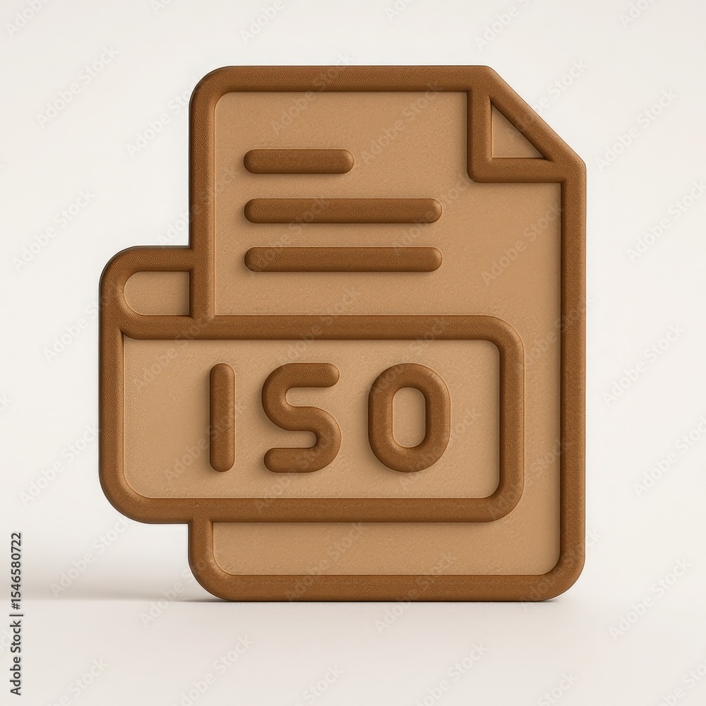 Poster 3d rendered iso file icon representing disc image storage for software and data archiving applicatio