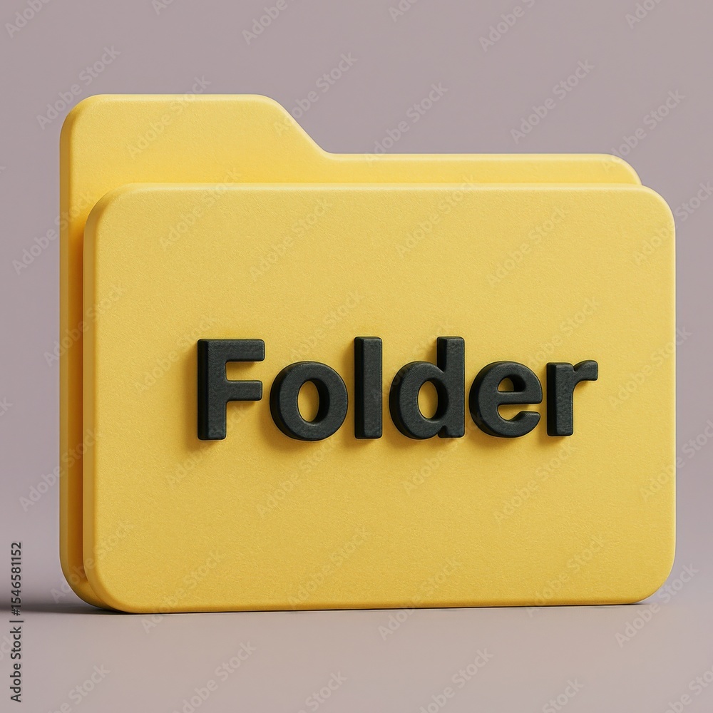 Poster yellow folder icon for file organization and data management in a digital system for efficient acces