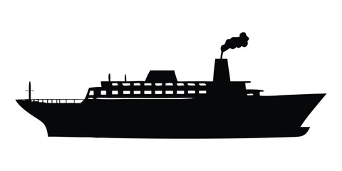 Obraz premium Black silhouette cruise ship icon