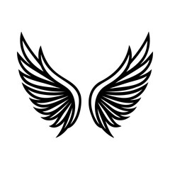 Black and White Stylized Wings Graphic Design Element