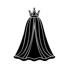 Black Silhouetted Robe with Crown Icon vector