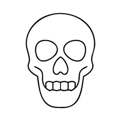 Simple Line Drawing of a Human Skull line art black and white