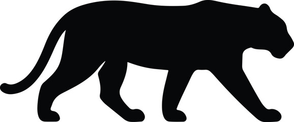 Silhouette jaguar walking black panther wildlife animal vector illustration