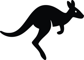 Silhouette kangaroo jumping black shape mammal outline vector illustration