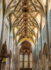 The awe inspiring interior of the Bern Minster (Berner Münster) in the old city of Bern, Switzerland.