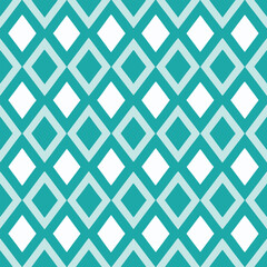 Seamless Teal and White Diamond Lattice Geometric Pattern


