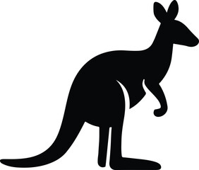 Silhouette kangaroo standing tall animal australia wildlife black vector illustration