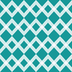 Seamless Teal and White Diamond Lattice Geometric Pattern


