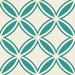 Seamless Teal and White Diamond Lattice Geometric Pattern

