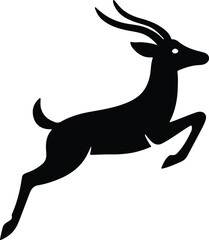 Silhouette leaping impala antelope graceful movement vector illustration