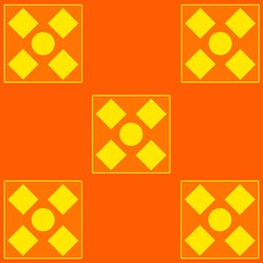 Abstract background with simple ornaments in orange and yellow