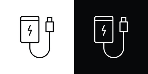 Power bank icon in black. flat graphic vector icon