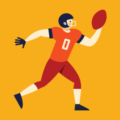 Obraz premium Football Player Action: An illustration captures a football player in mid-action, poised to make a dynamic play, with vivid colors against a simple backdrop. 