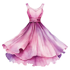 Obraz premium Elegant watercolor dress isolated on transparent background vector png image