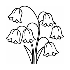 Black and White Line Drawing of Bell Flowers Bouquet