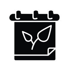 Planting calendar with seedling icon.Calendar with dots. representing schedule planting or growth plan